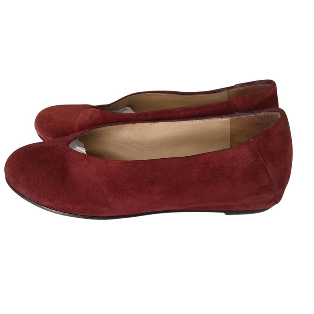 Eileen Fisher suede wine burgundy Una ballet flats size 6 boho comfort preppy